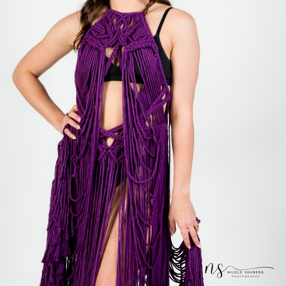 Handmade Macrame Crochet Dress Wings Festival Wear - Picture 5 of 16